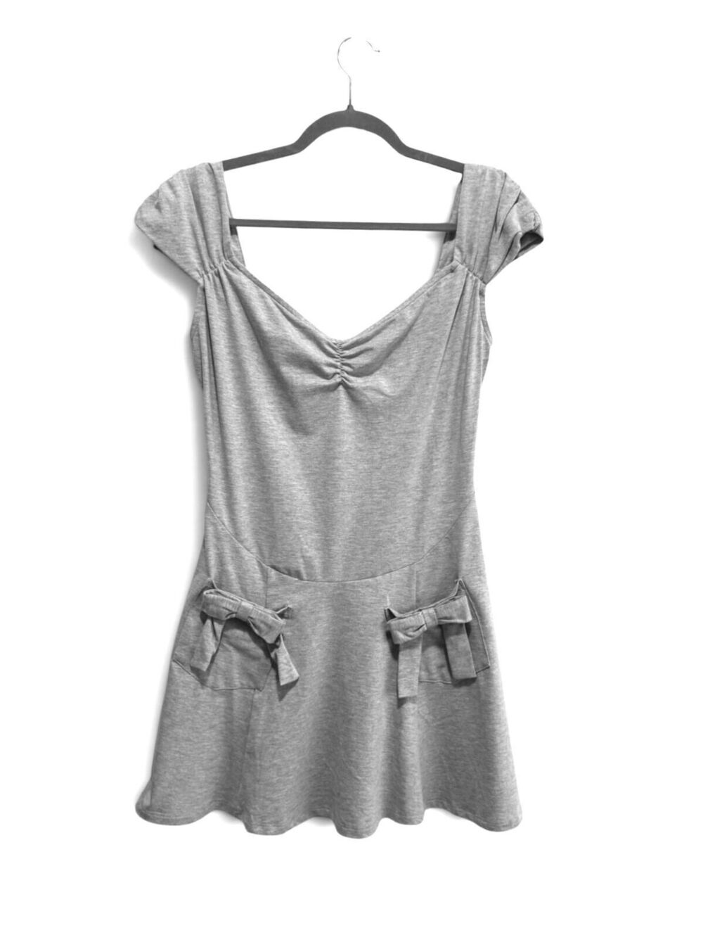NWT Kimchi Blue Ada Drop Waist Bow Pocket Mini Dress - Heather Grey - Size L